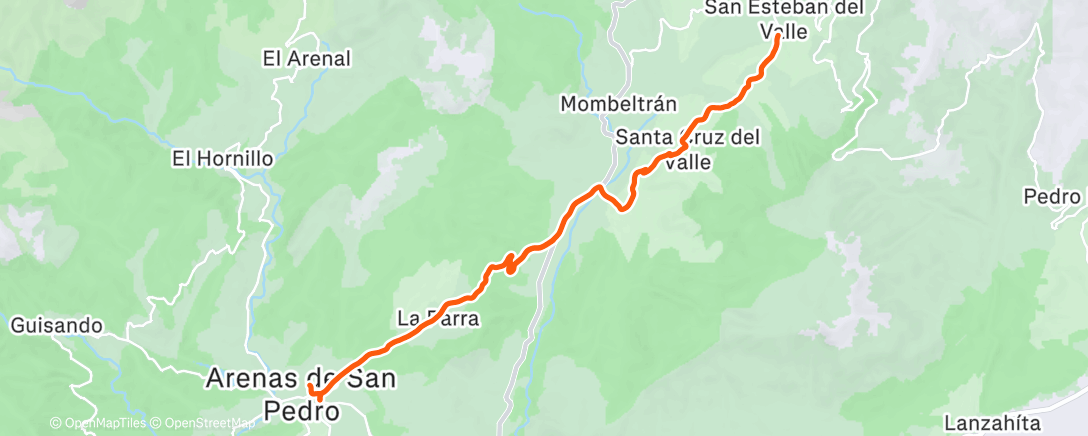 Map of the activity, Bicicleta por la tarde