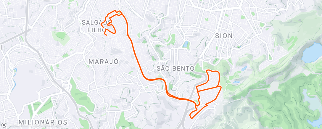 Mapa de la actividad (Giro testando a bike com relação nova 11 velocidade.)