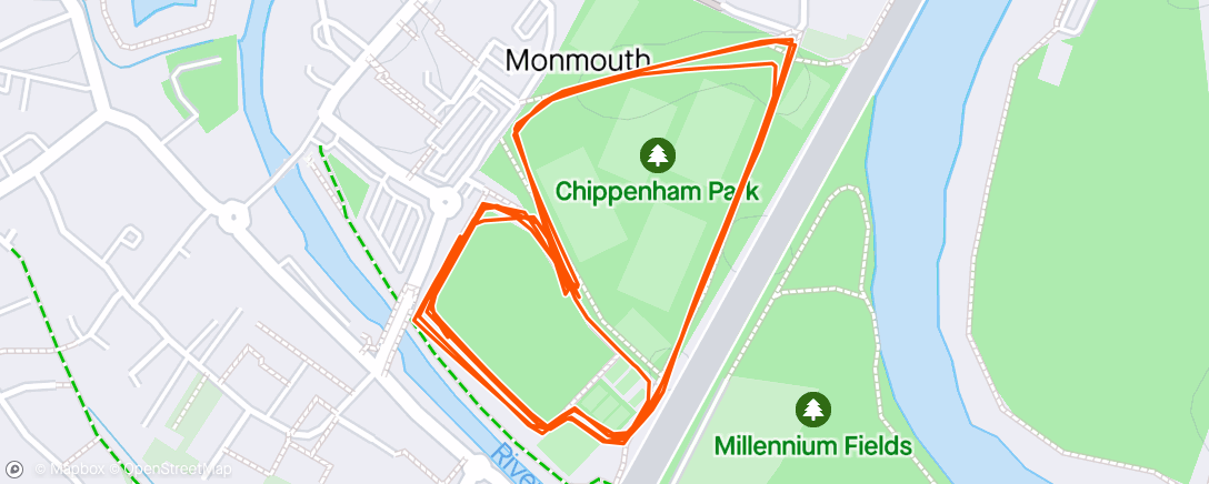 Mappa dell'attività Monmouth Parkrun