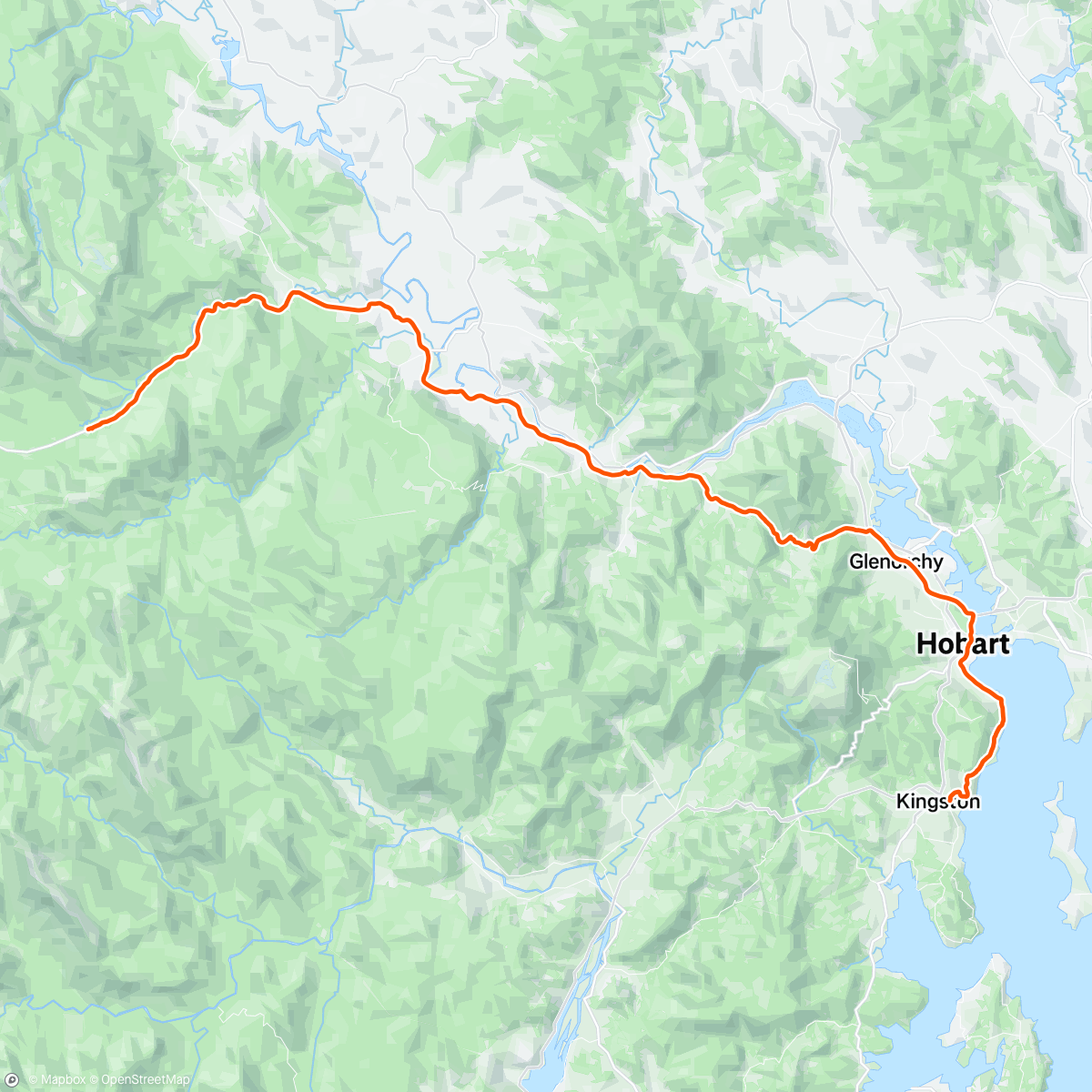 Mapa de la actividad (Tasmania Day 5 - Maydena to Kingston)