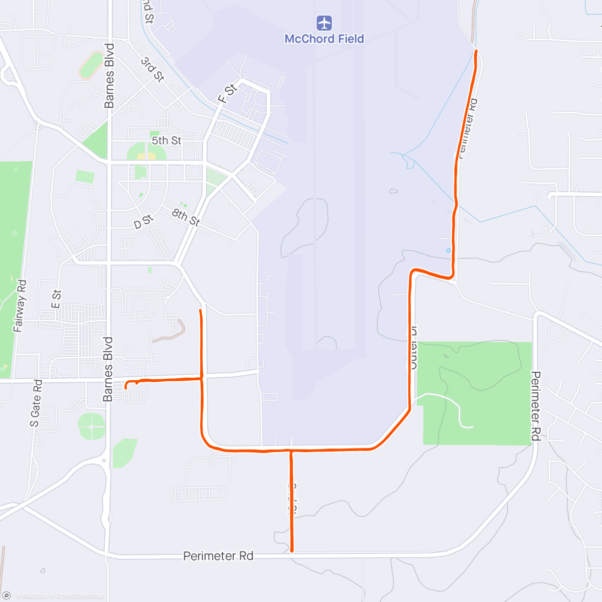Map of the activity, Afternoon run with an awesome view of Mt Rainier. Excited about being back here in 3 weeks to summit it. ⛰️