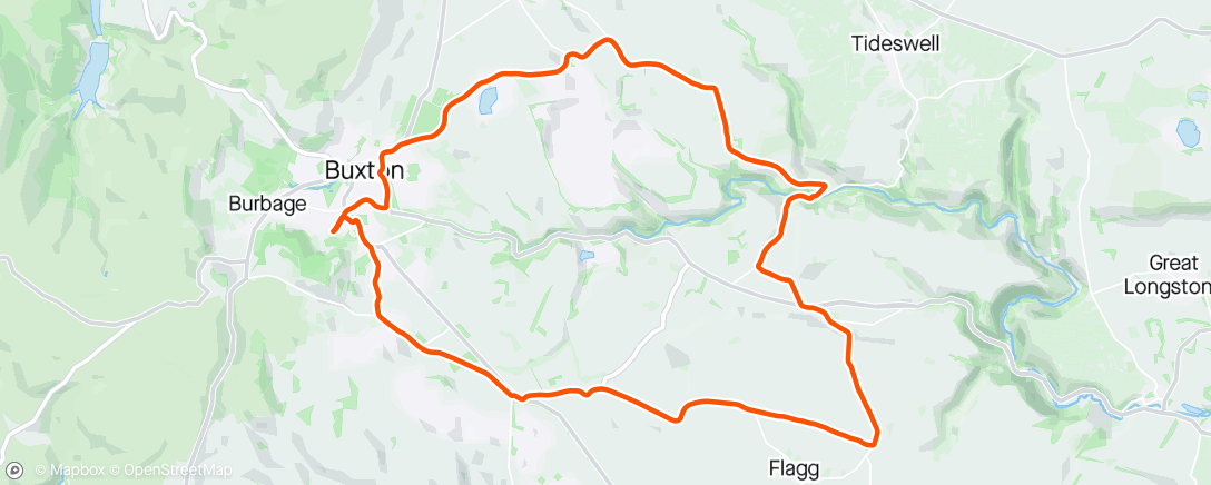 Map of the activity, Sunny ride to Millers Dale ☀️