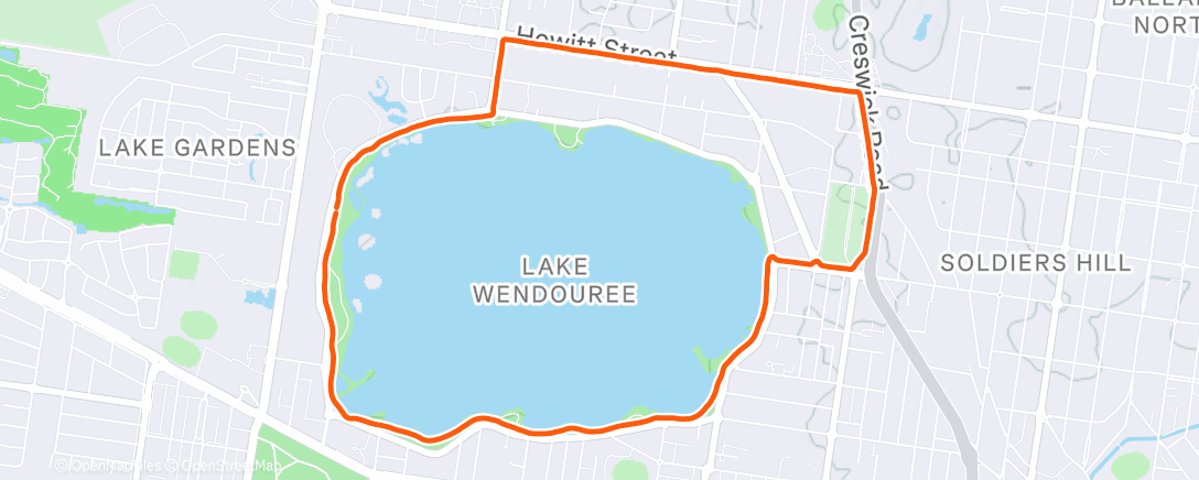 Map of the activity, Afternoon Run