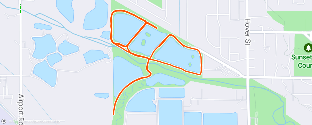 Map of the activity, RevRun 6x 1k repeats @ 10k pace