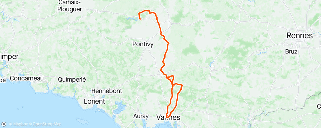 Map of the activity, 200 bornes Cyclo de Saint Avé