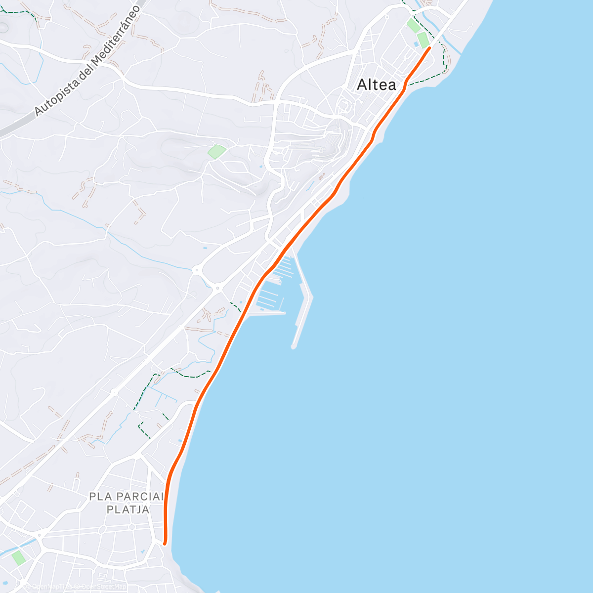 Map of the activity, Course à pied le matin