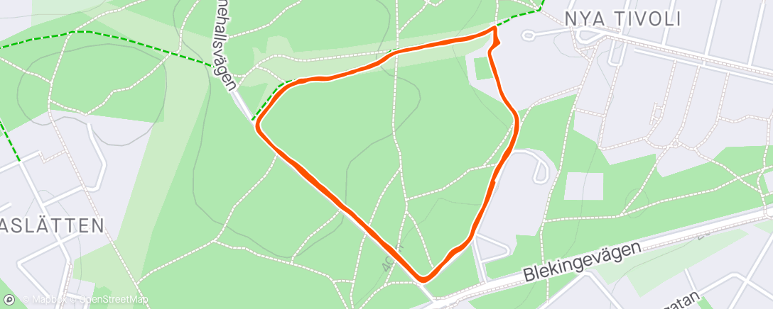 Map of the activity, Monday Evening Run