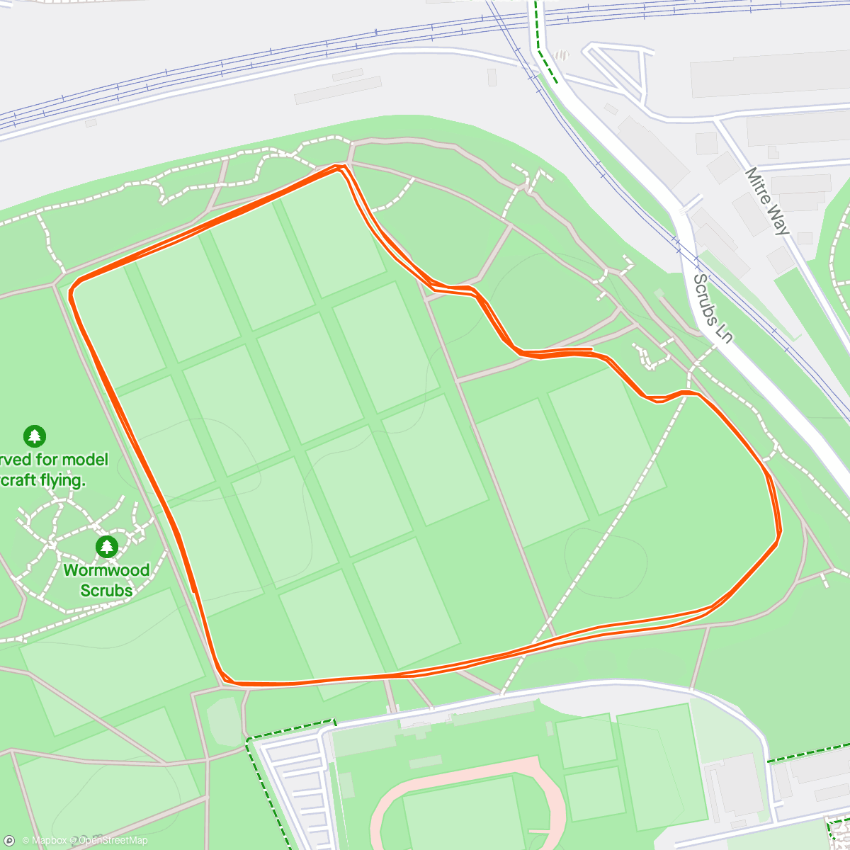 Map of the activity, Wormwood Scrubs Parkrun