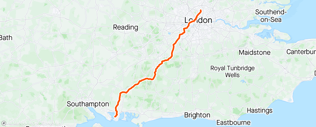 Karte der Aktivität „Tour de Normandy Day 1 London to Portsmouth”