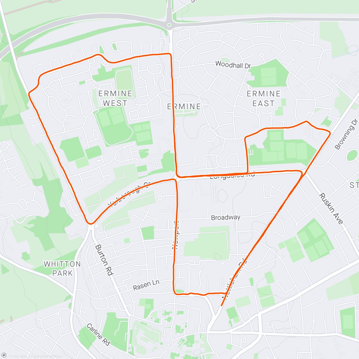 Map of the activity, Lincoln 10k 2024 1:02:17!