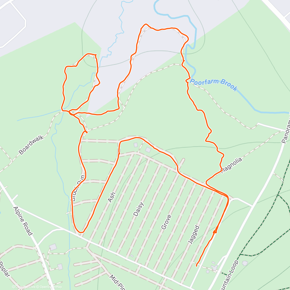 Map of the activity, Switched to snowshoeing