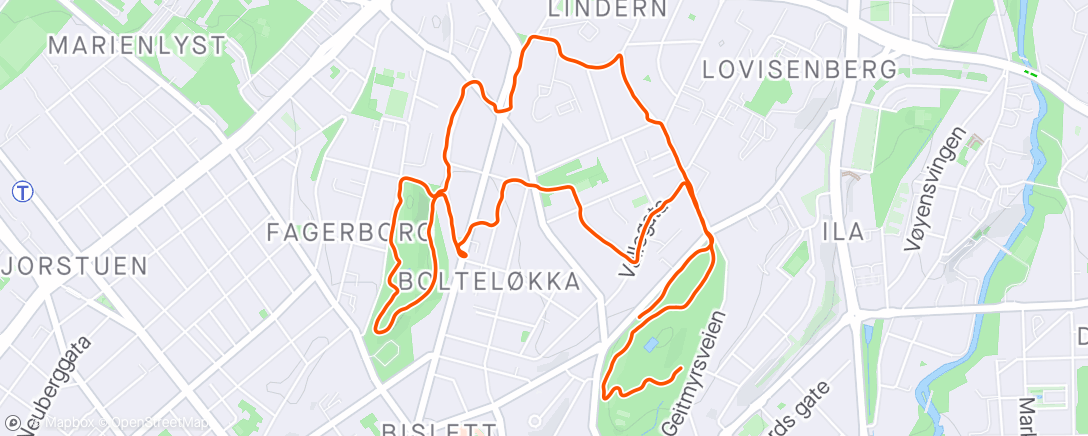 アクティビティ「Lett runde før tuftepark」の地図