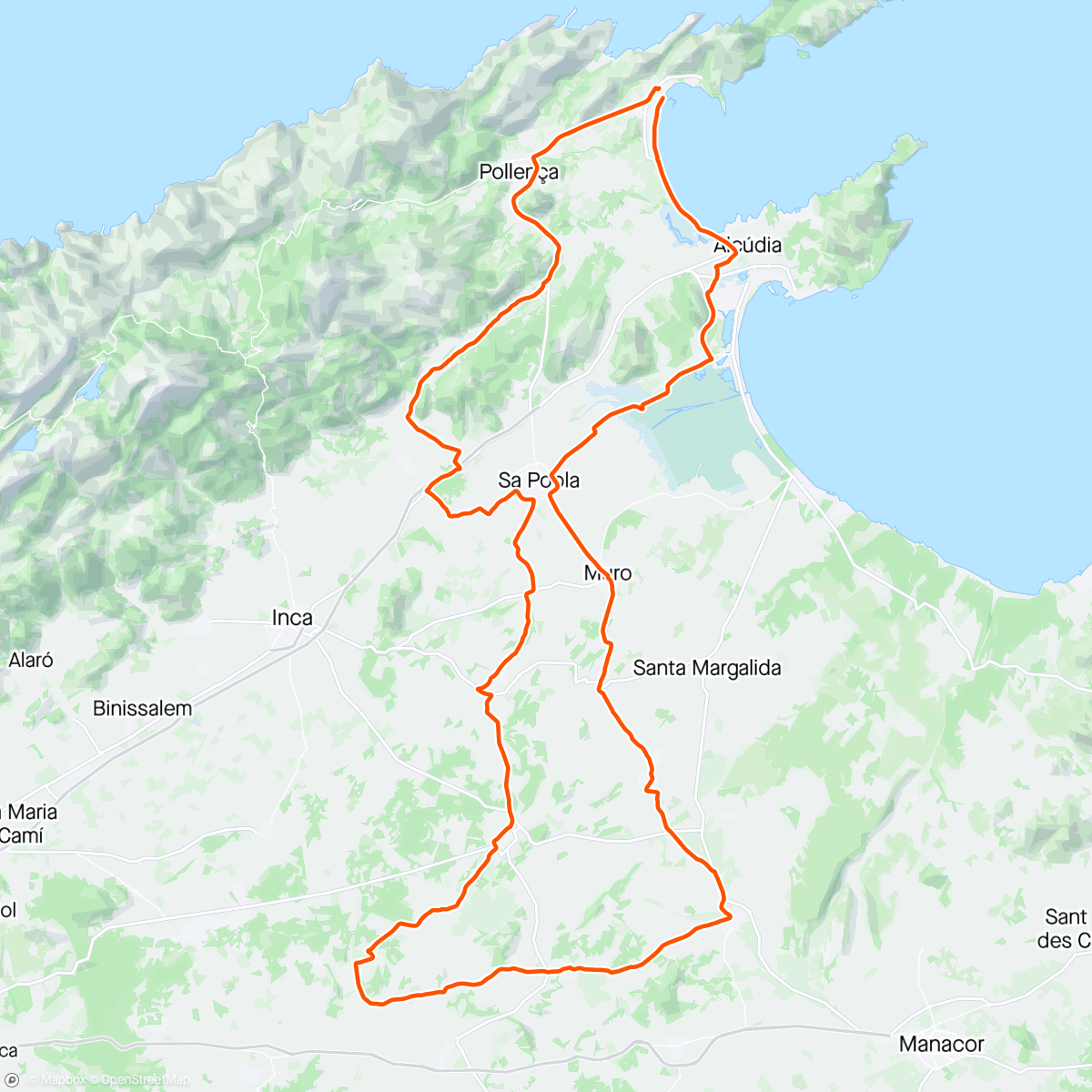 Map of the activity, Ride to Petra including Sineu Velodrome that we missed 😂