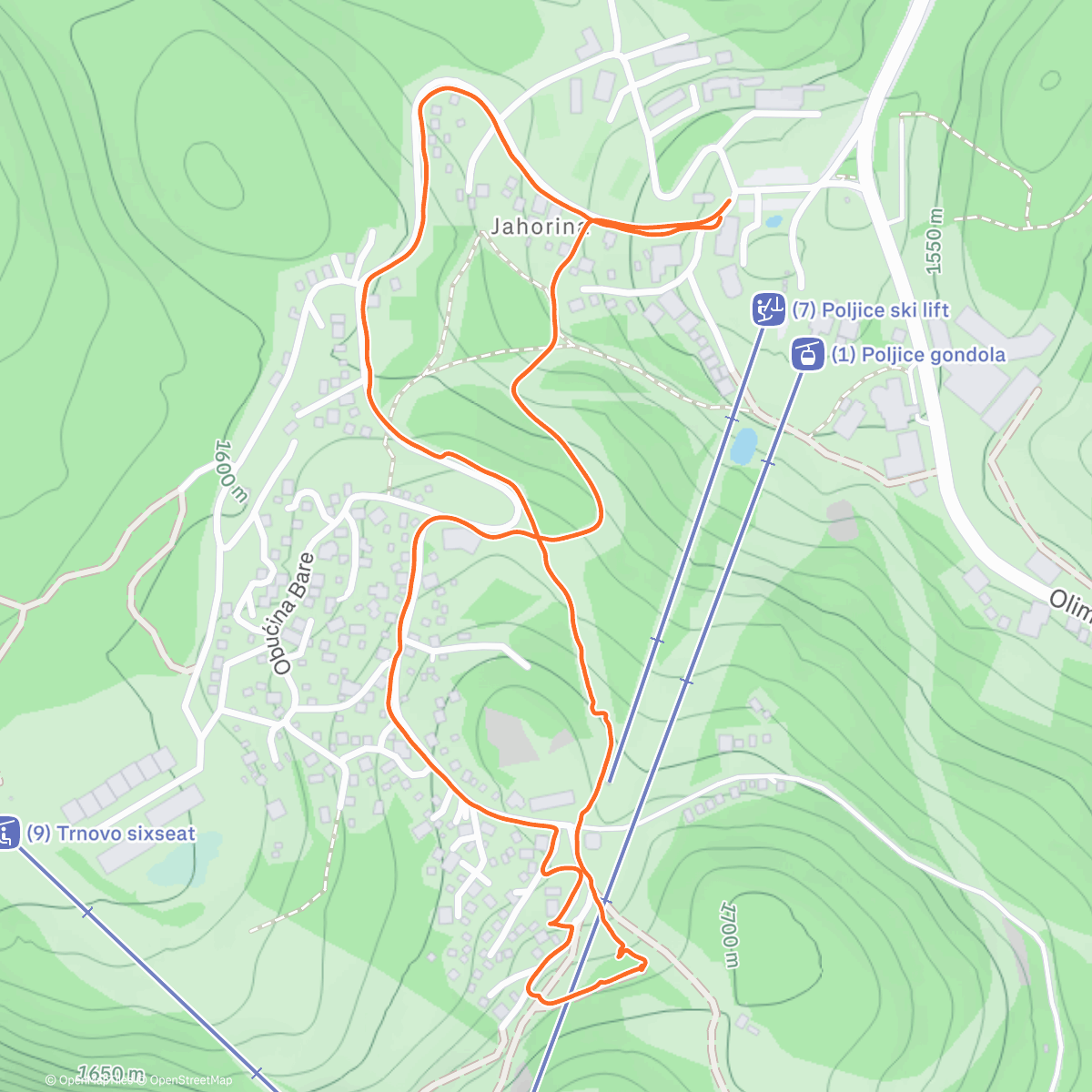Карта физической активности (Jahorina hike)