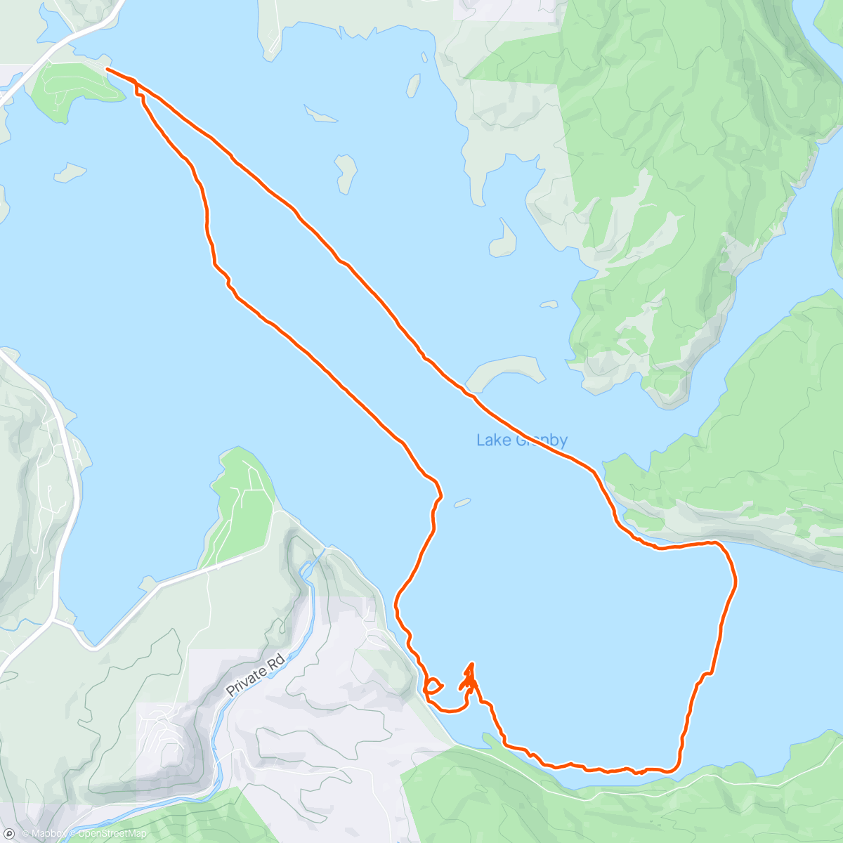 Map of the activity, Kayak fish Lake Granby for lake trout