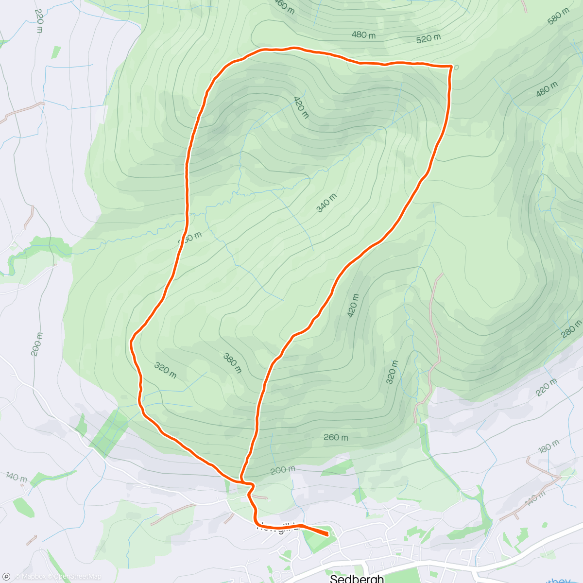 Map of the activity, Arant Haw fell race. 12th of 95