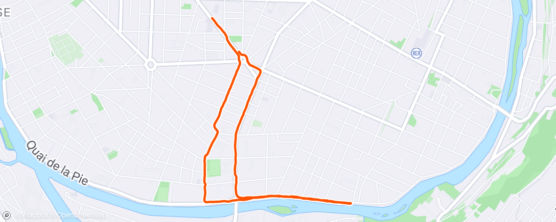 Map of the activity, Course à pied le soir