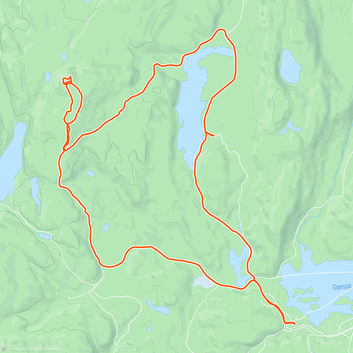 Kaart van de activiteit “12.2 km stisykling til Trettekollen 608 moh”