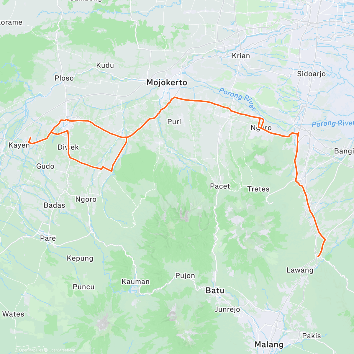 Map of the activity, Bersepeda Pagi