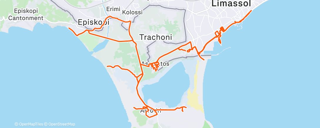 Map of the activity, Lunch Ride