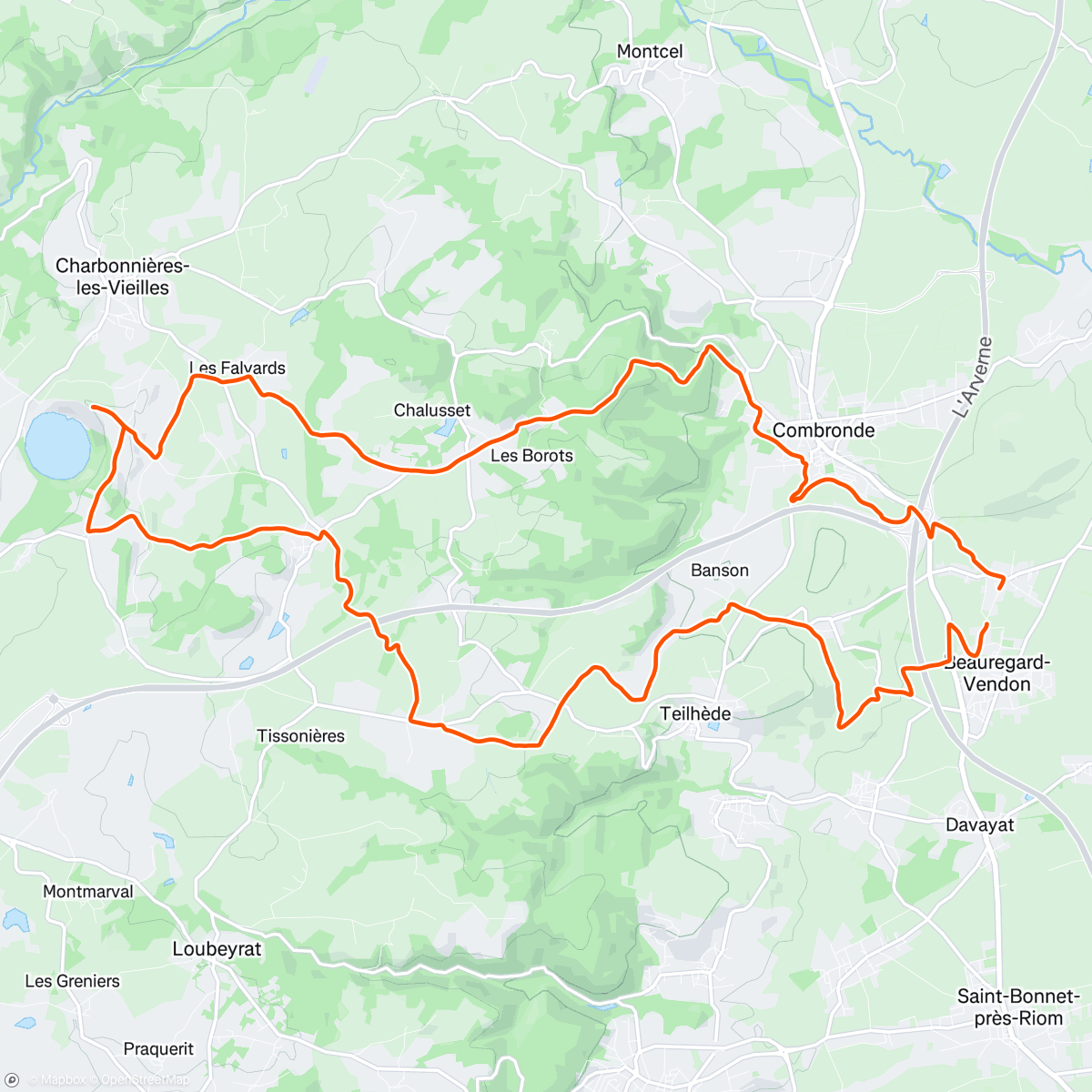 Map of the activity, VTT tour au gour