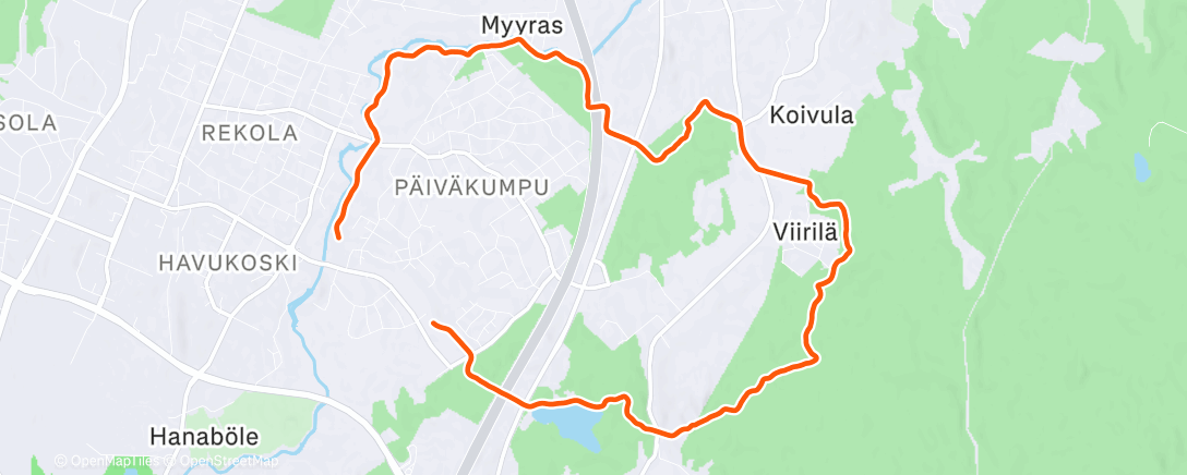 Map of the activity, Afternoon Trail Run