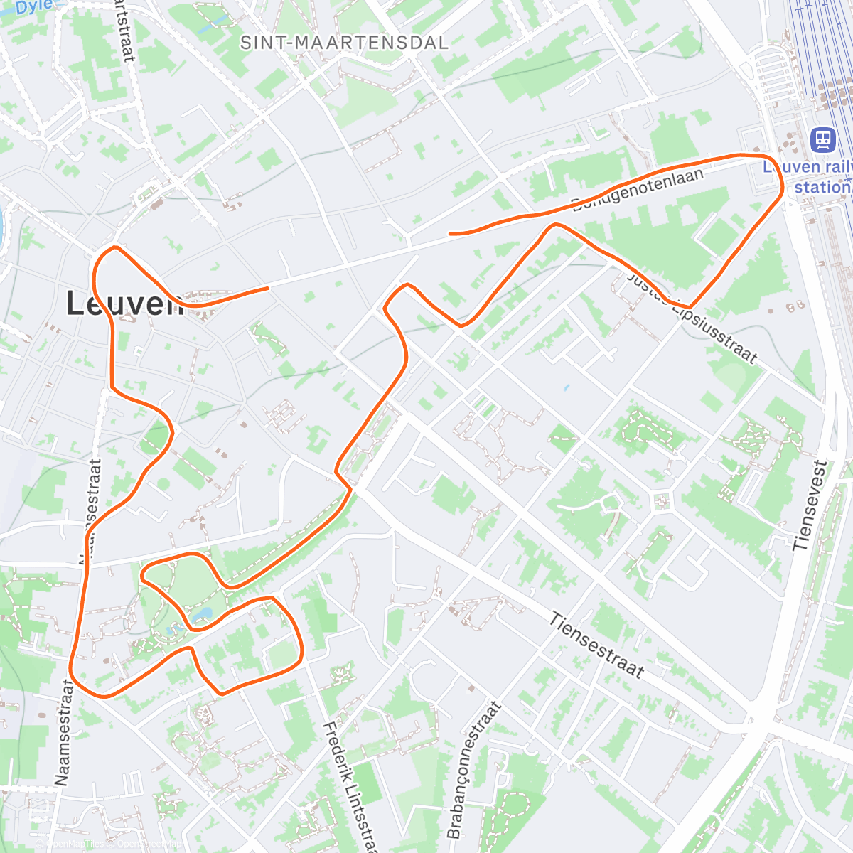 Map of the activity, Eindejaarscorrida Leuven met A
