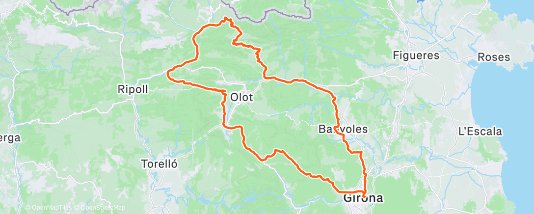 Map of the activity, Cycling