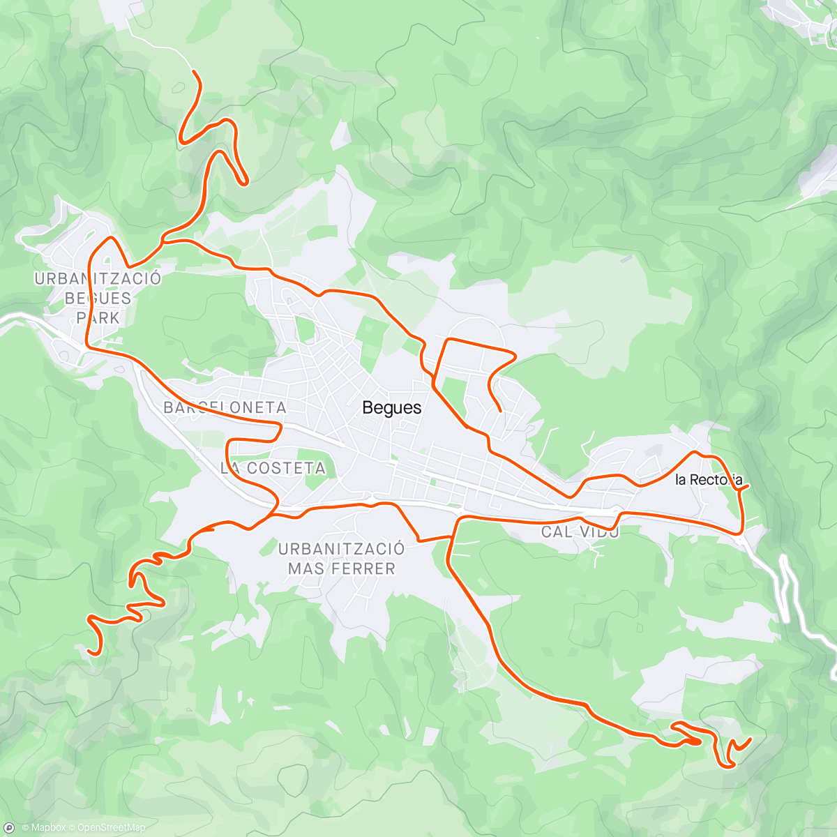 Mapa de la actividad, Picos de Begues. Turismo post prandial