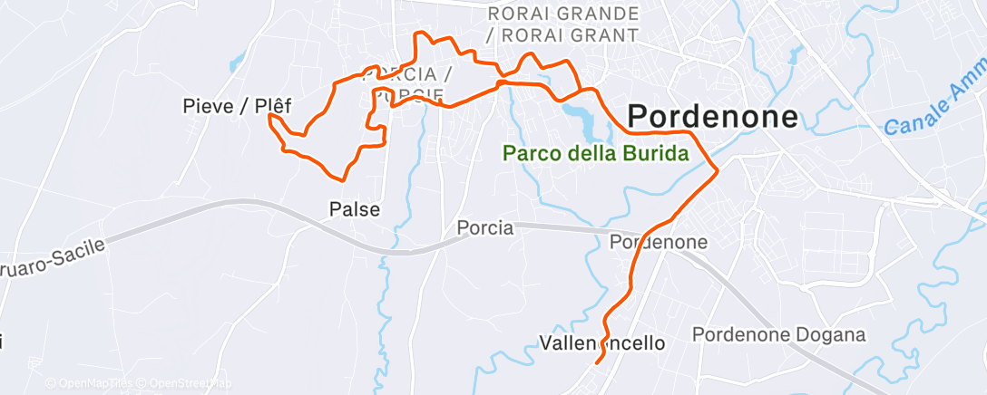 Map of the activity, Corsa mattutina