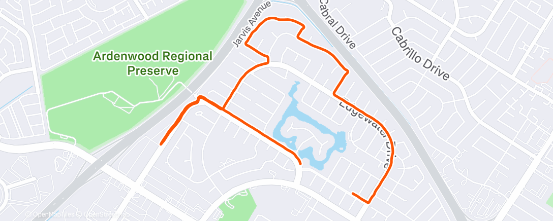 Map of the activity, Afternoon Run