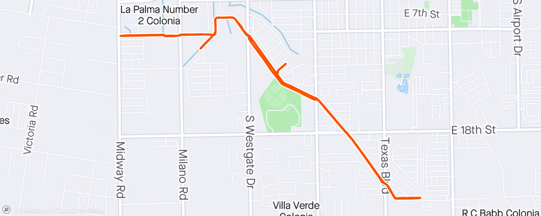 Map of the activity, Little Pct 1 ride Weslaco