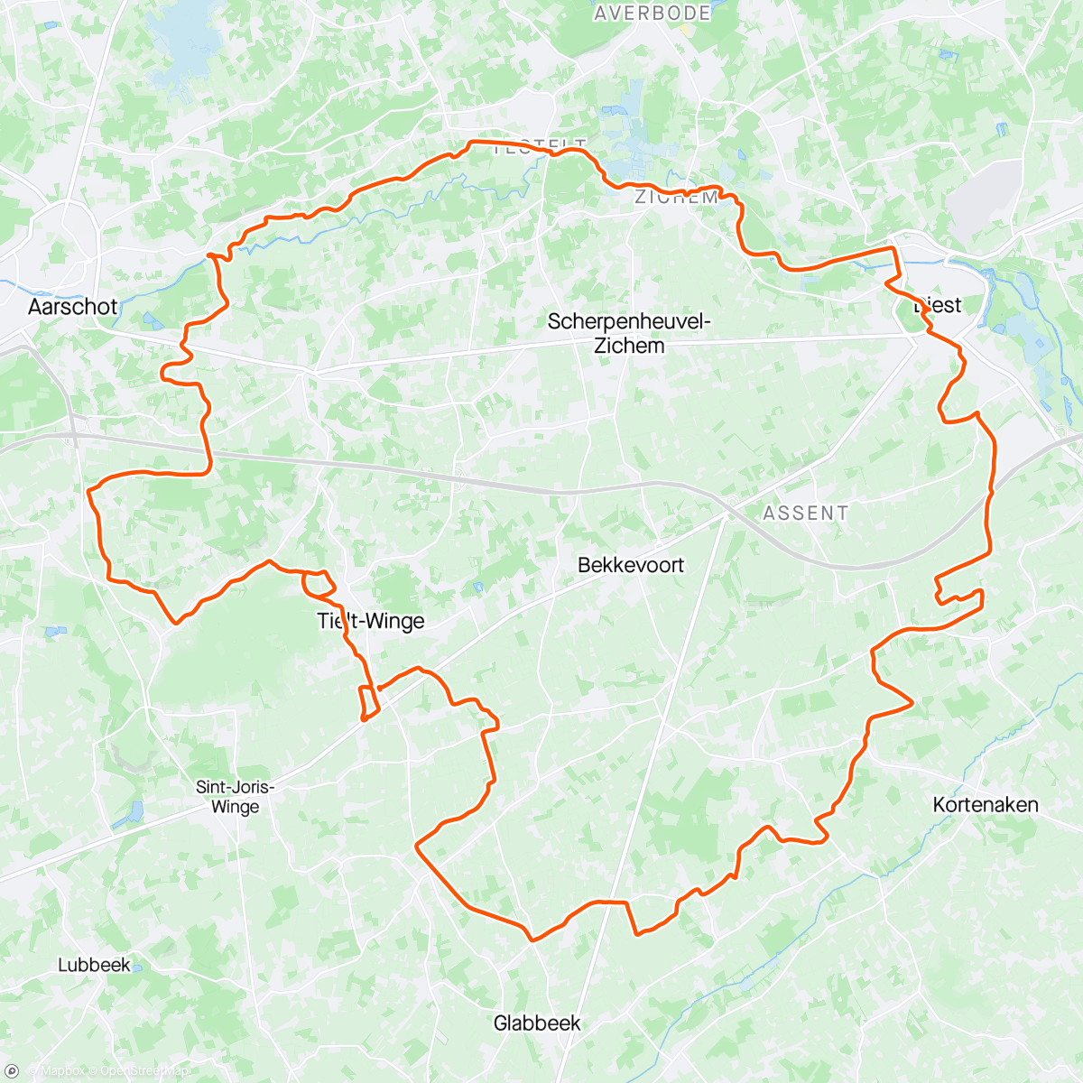 Mapa de la actividad (fiets en schoenenvijs-rit)