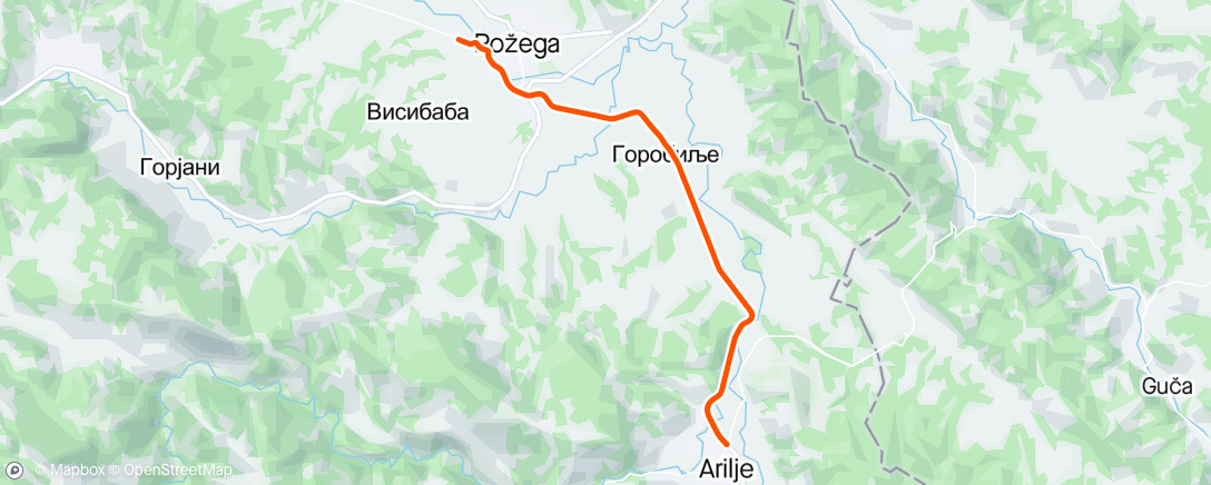 Map of the activity, Arilje