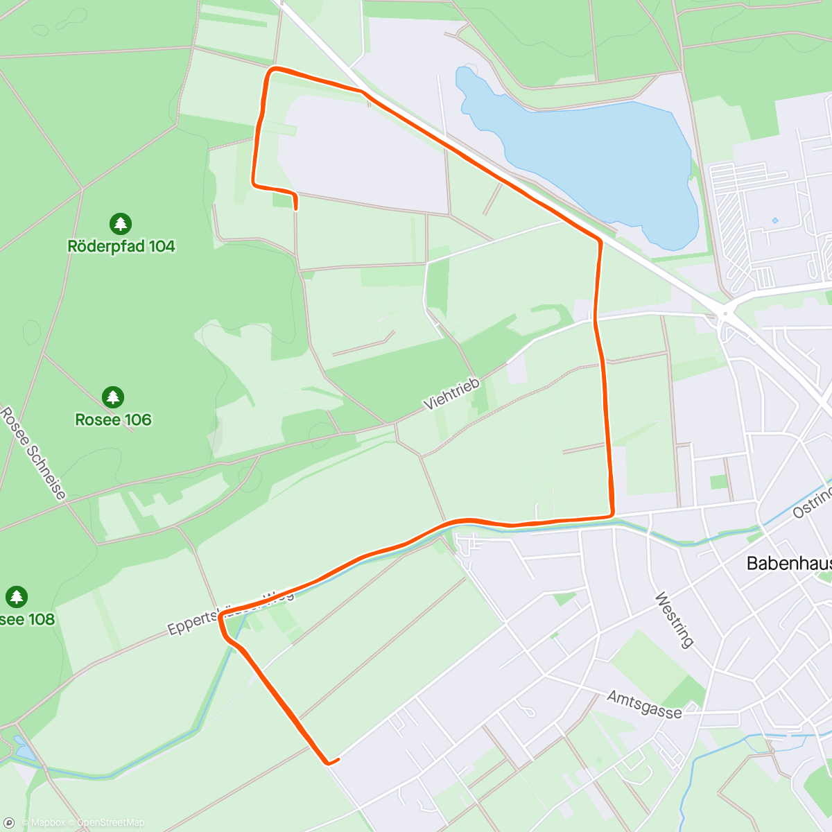 Map of the activity, Mellow jet lag recovery on a bike trail near Frankfurt