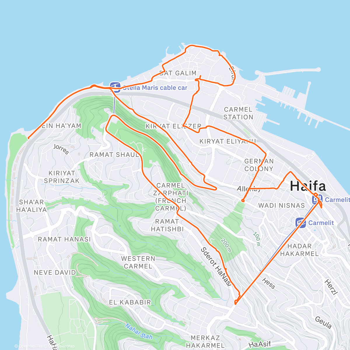 Map of the activity, Zaznu אורבני בחיפה 3