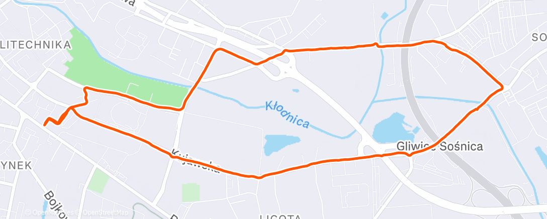 Map of the activity, Evening Run