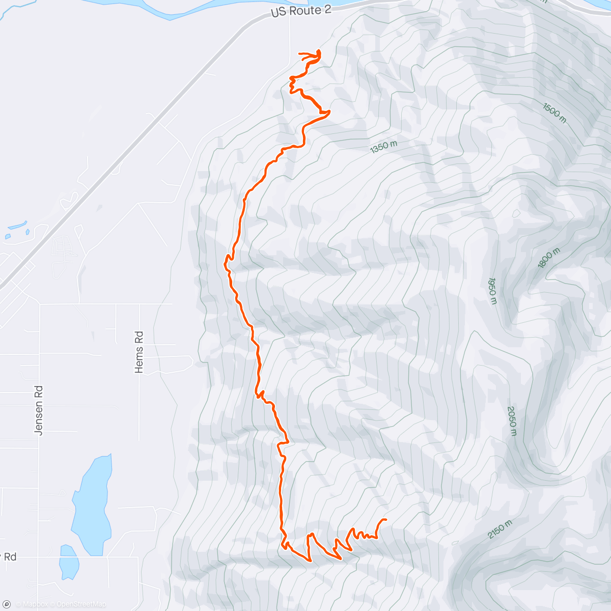 Map of the activity, Columbia Mtn sub-summit adventure w/ Ethan
