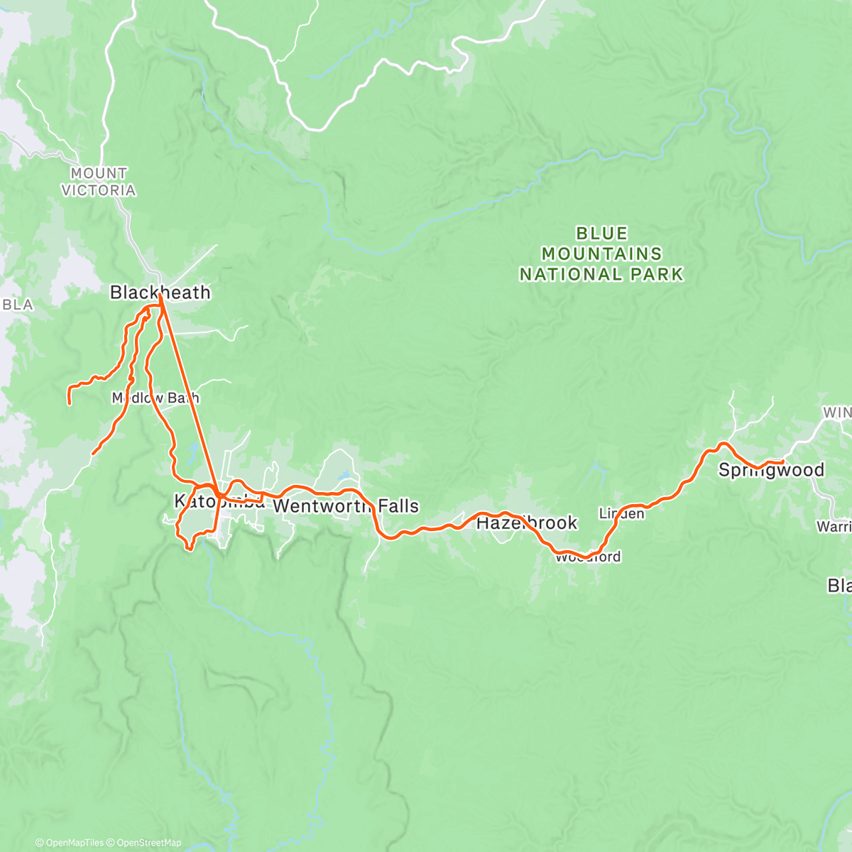 Map of the activity, Megalong Tea Room & Hargraves Lookout