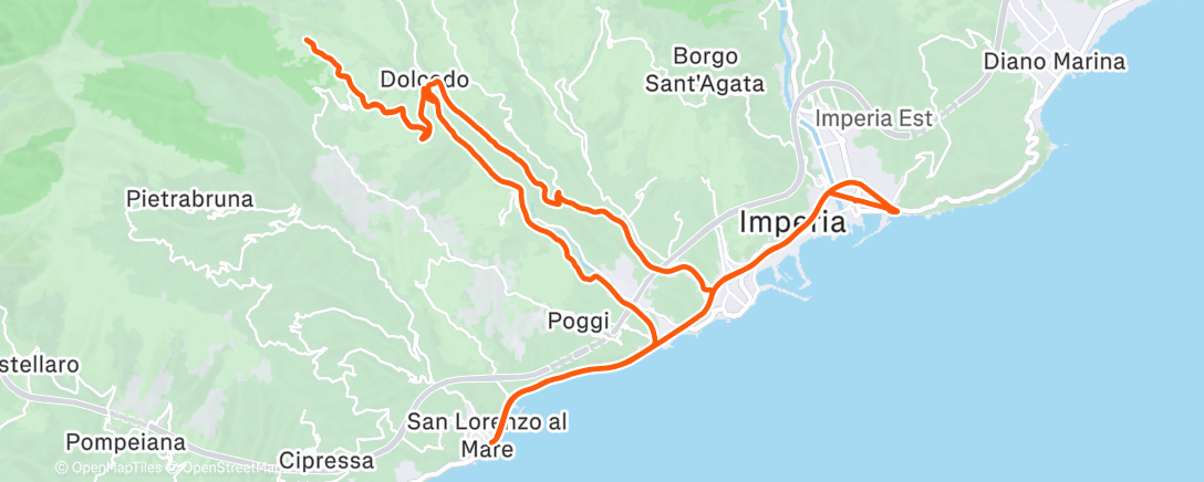 Map of the activity, Pedalata dell'ora di pranzo