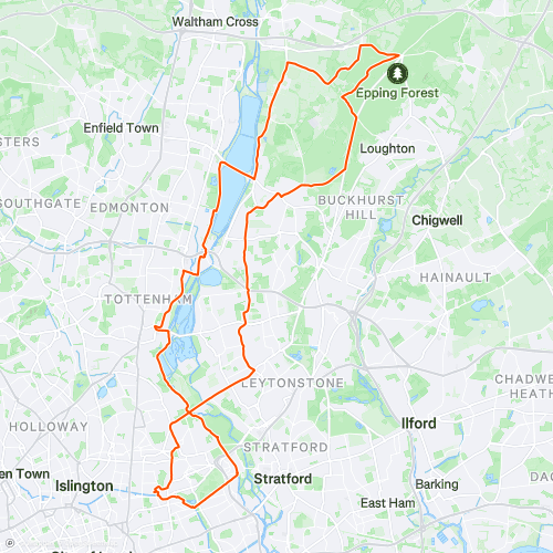 London Fields to Epping Forest Loop | 52.1 km Road Cycling Route on Strava