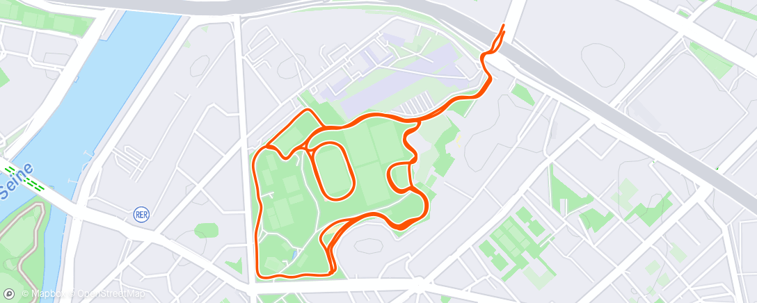 Map of the activity, Course à pied le midi