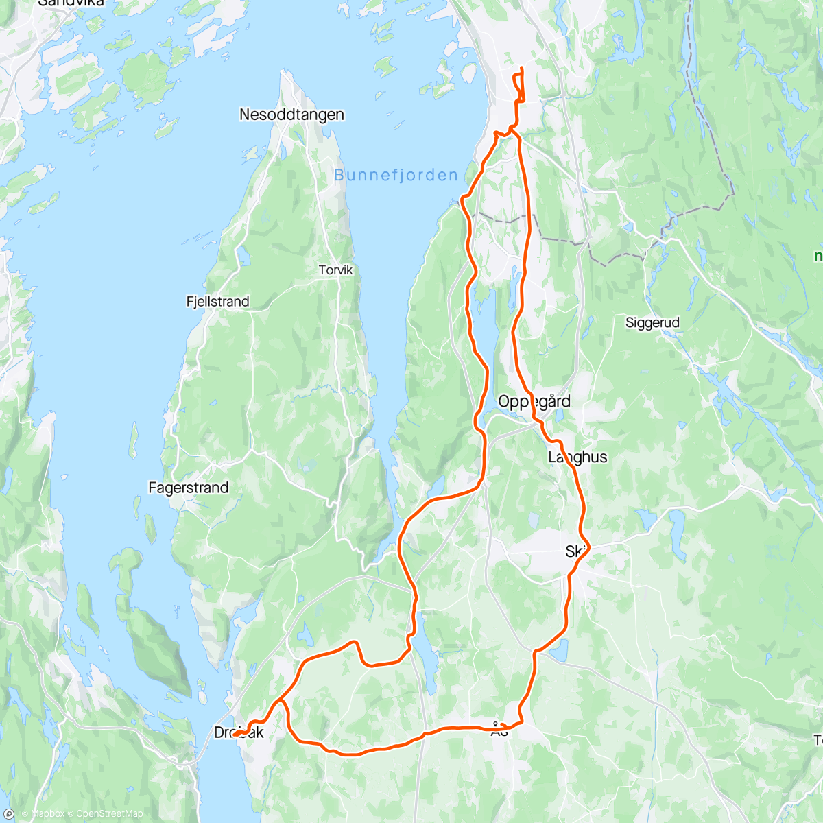 Mapa da atividade, Drøbak - Ås - Ski