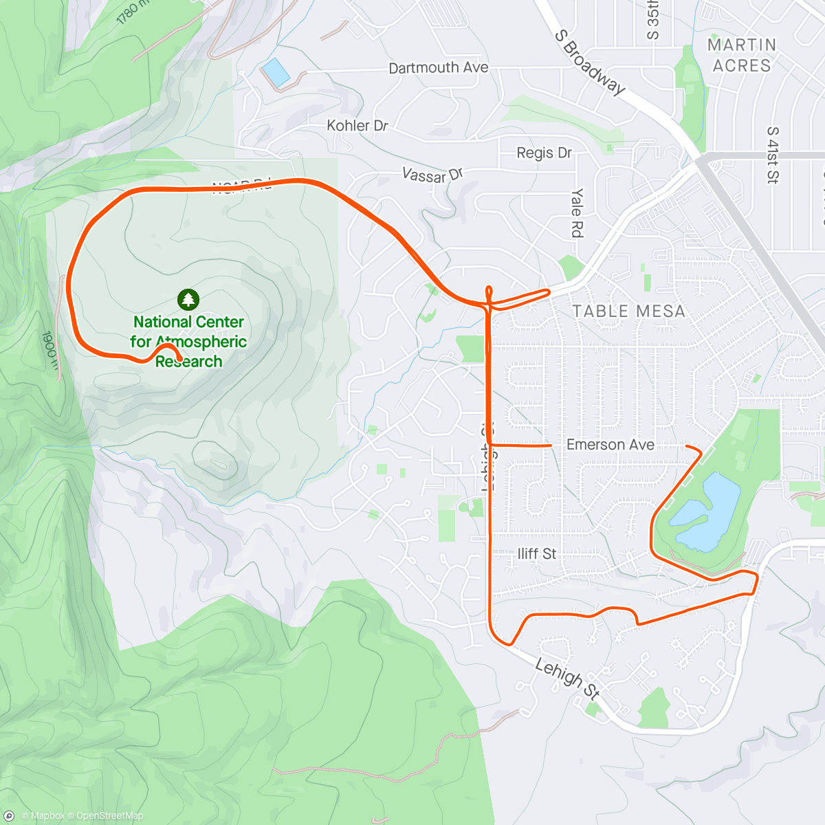 Map of the activity, Quick Lunch Ride Efforts