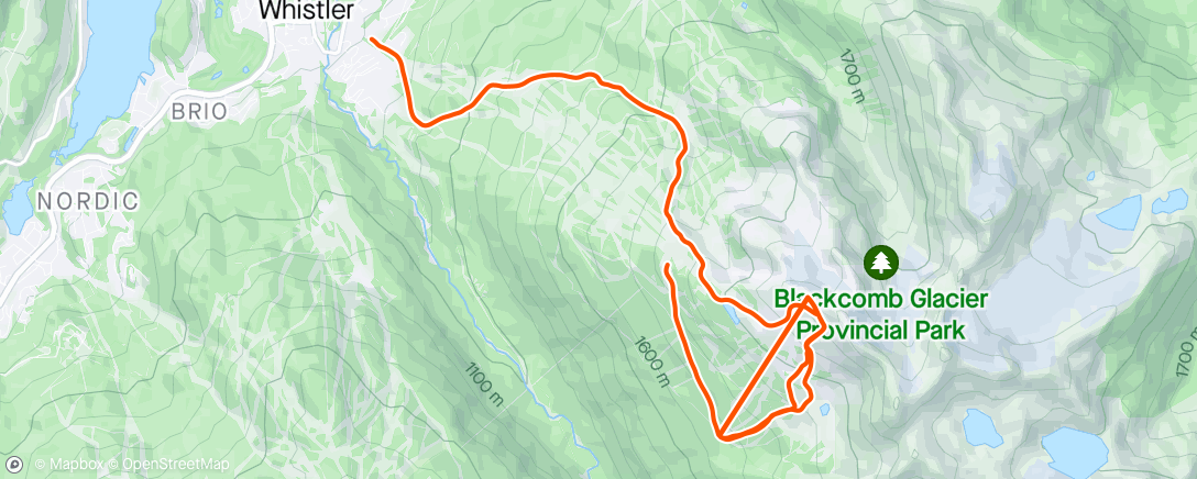 Map of the activity, Closing day on Blackcomb