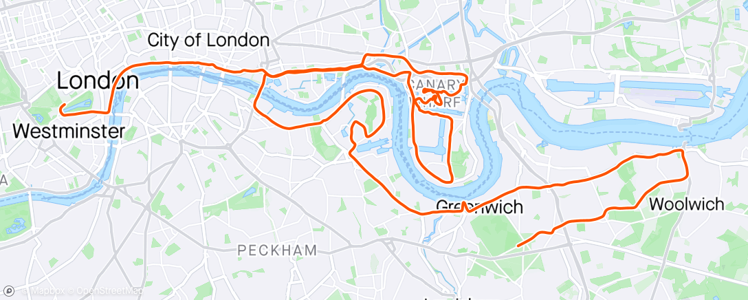 Mapa de la actividad (2024 London Marathon 🇬🇧👸🏻)