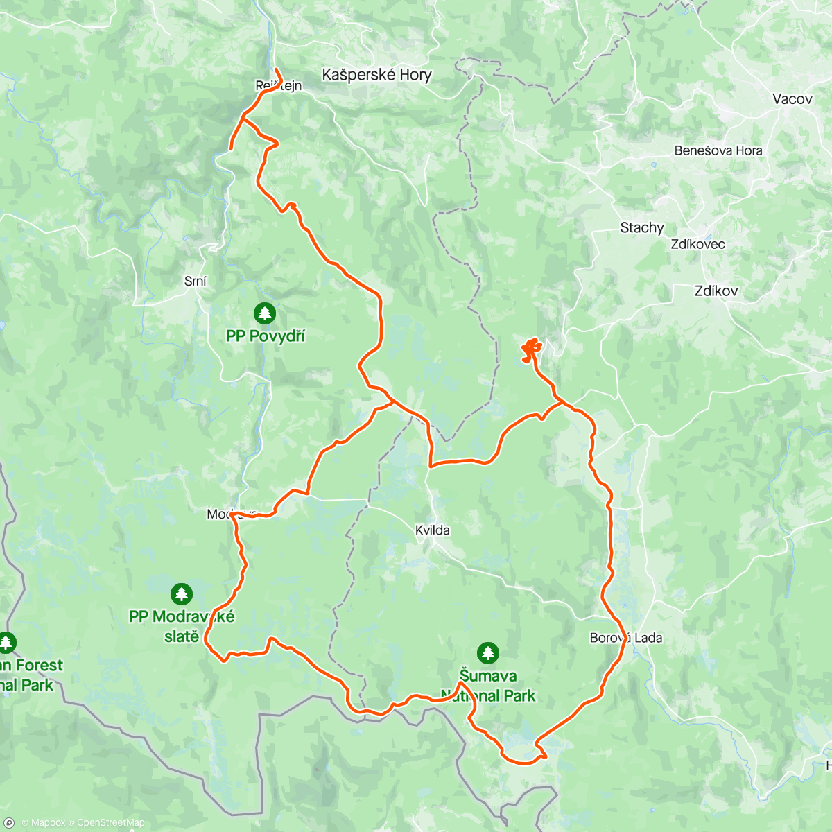 Map of the activity, MTB on the road and gravel