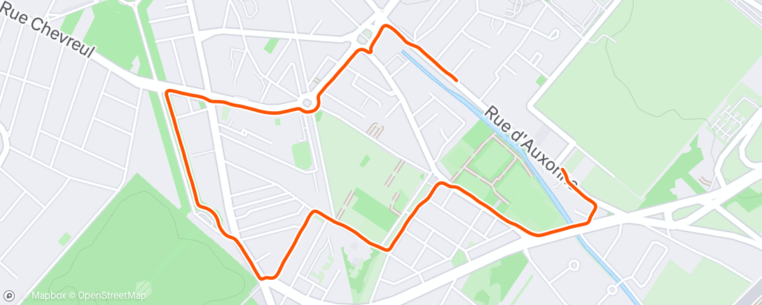 Map of the activity, Afternoon Run