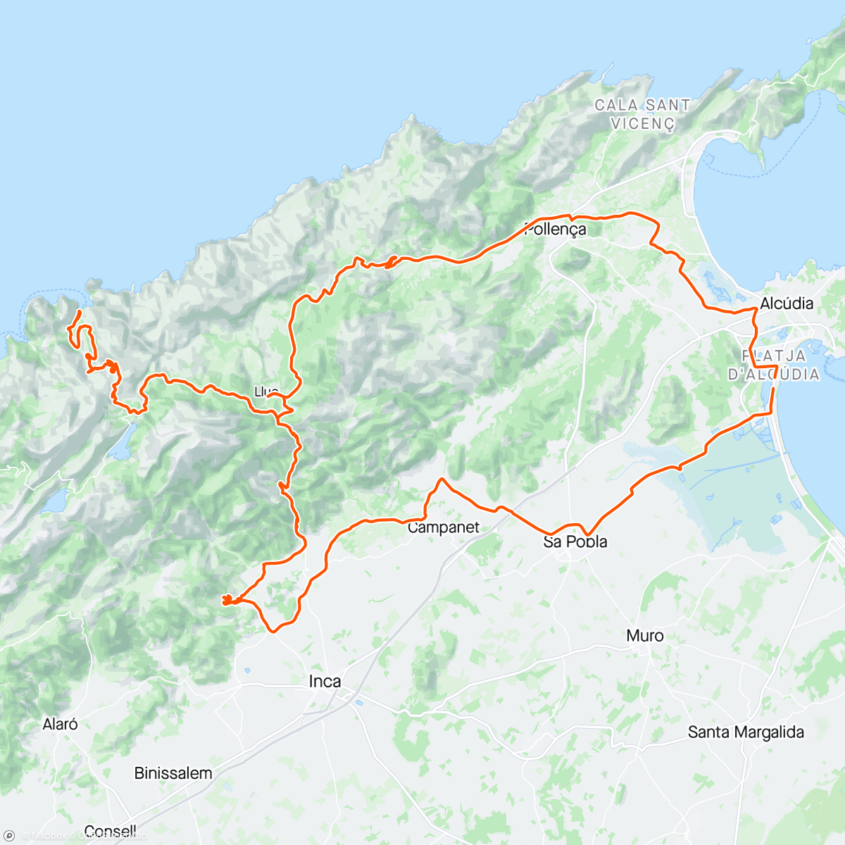 Map of the activity, Santa Lucia + Sa Calobra