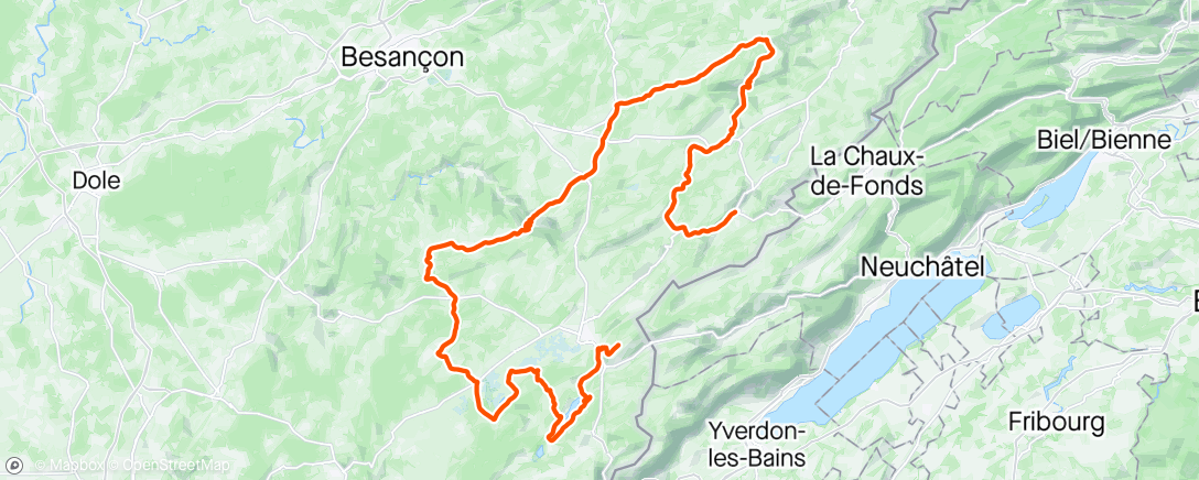 Map of the activity, Tour du Doubs.